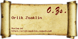 Orlik Zsaklin névjegykártya